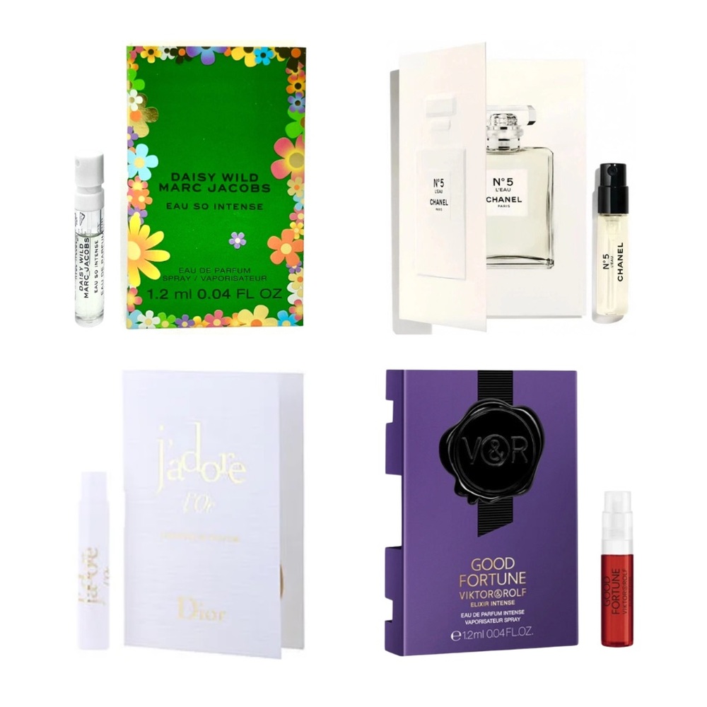 4 Piece Fragrance Sample - Daisy Wild, Chanel, J’adore, Good Fortune